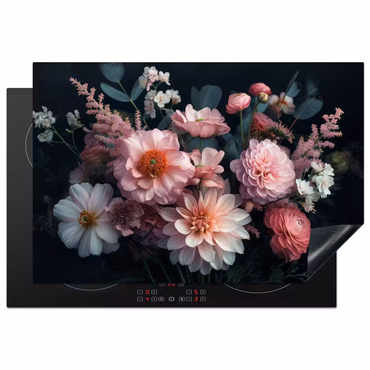 Bloemen - Kleurrijk - Roze - Planten Inductie beschermer vinyl 3mm klein -3d