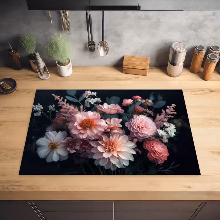 Bloemen - Kleurrijk - Roze - Planten Inductie beschermer vinyl 3mm klein -sfeer5