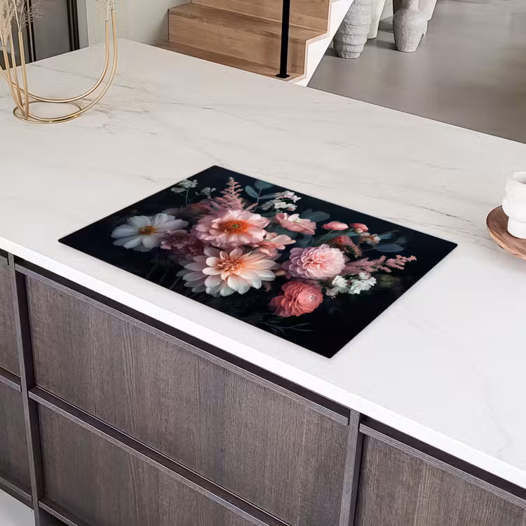 Bloemen - Kleurrijk - Roze - Planten Inductie beschermer vinyl 3mm klein -sfeer8