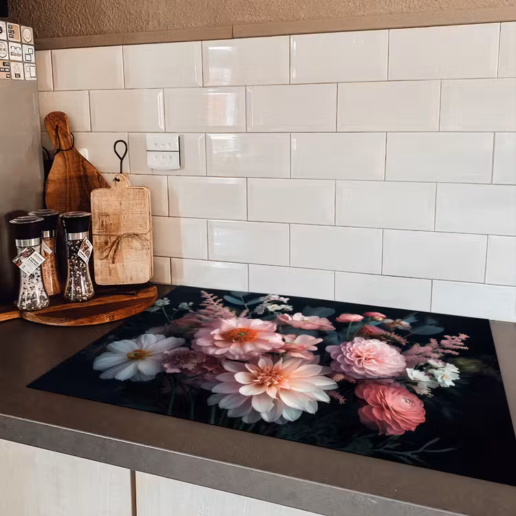 Bloemen - Kleurrijk - Roze - Planten Inductie beschermer vinyl 3mm klein -sfeer3