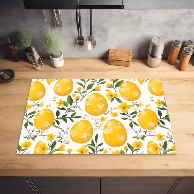 Bloemen - Paaseieren - Geel Inductie beschermer vinyl 3mm klein -sfeer5