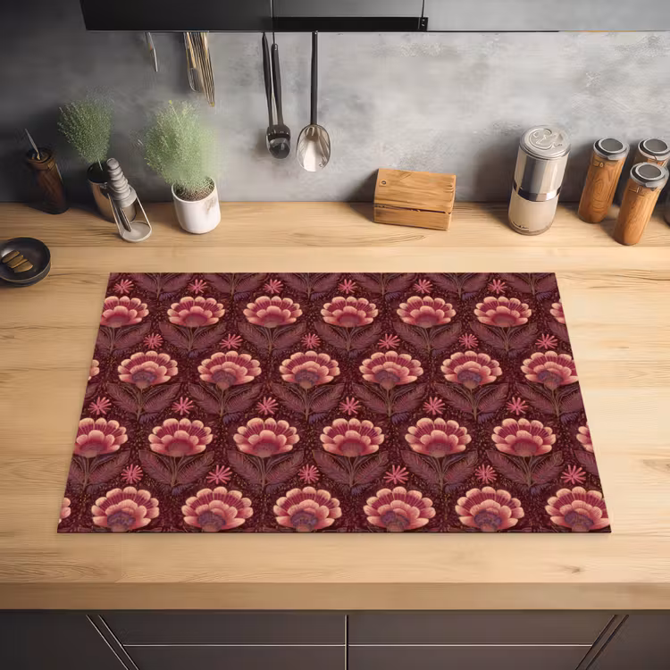 Bloemen - Waaier - Paars Inductie beschermer vinyl 3mm klein 276 -sfeer5