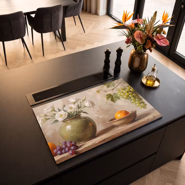 Induction Hob Cover - Flowers - Fruit - Still Life - Bloemen - Fruit - Stilleven Inductie beschermer vinyl 3mm klein