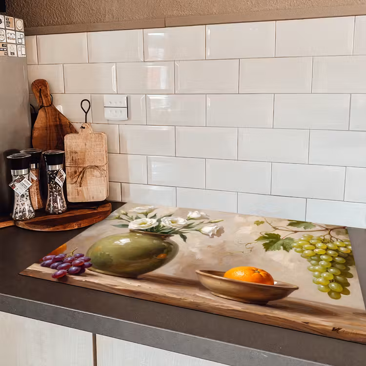 Induction Hob Cover - Flowers - Fruit - Still Life - Bloemen - Fruit - Stilleven Inductie beschermer vinyl 3mm klein