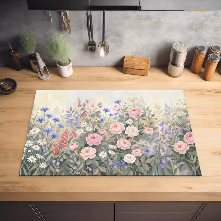 Bloemen - Tuin - Natuur - Kleurrijk Inductie beschermer vinyl 3mm klein -sfeer5