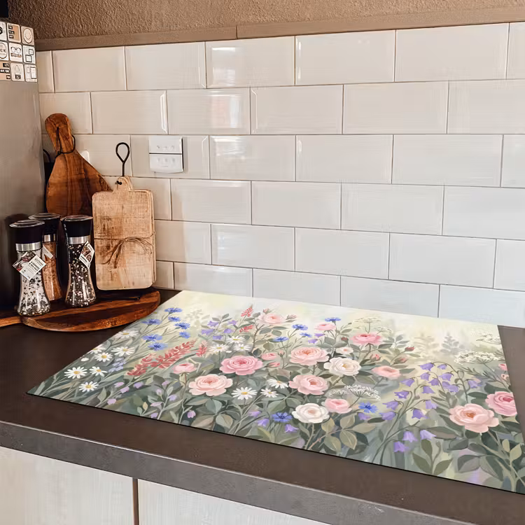 Bloemen - Tuin - Natuur - Kleurrijk Inductie beschermer vinyl 3mm klein -sfeer3