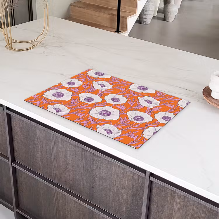 Bloemen - Grafisch - Oranje Inductie beschermer vinyl 3mm klein 276 -sfeer8
