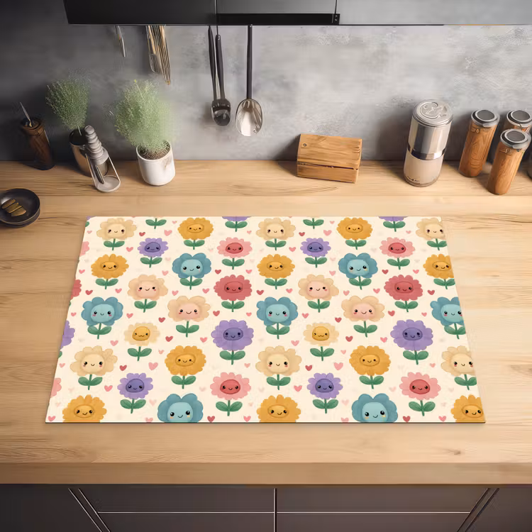 Bloemen - Hartjes - Kleurrijk Inductie beschermer vinyl 3mm klein 276 -sfeer5