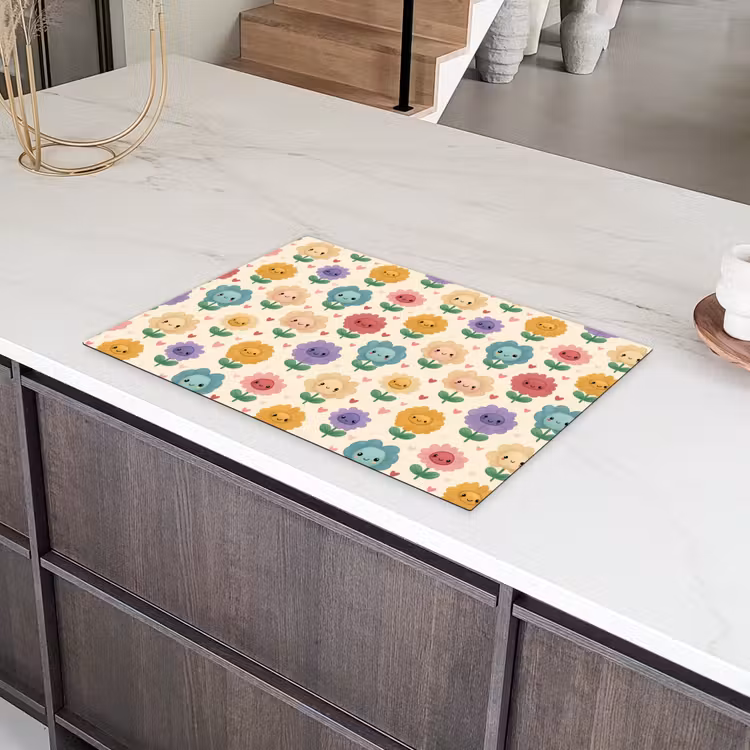 Bloemen - Hartjes - Kleurrijk Inductie beschermer vinyl 3mm klein 276 -sfeer8