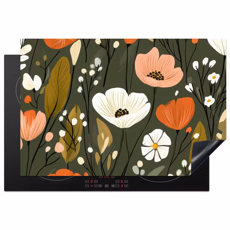 Bloemen - Illustratie - Groen Inductie beschermer vinyl 3mm klein -3d