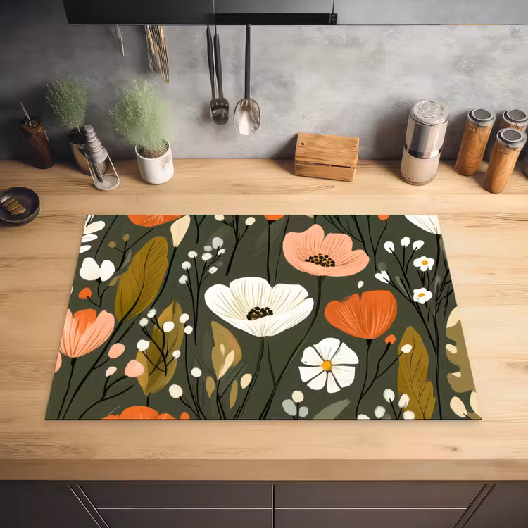 Bloemen - Illustratie - Groen Inductie beschermer vinyl 3mm klein -sfeer5