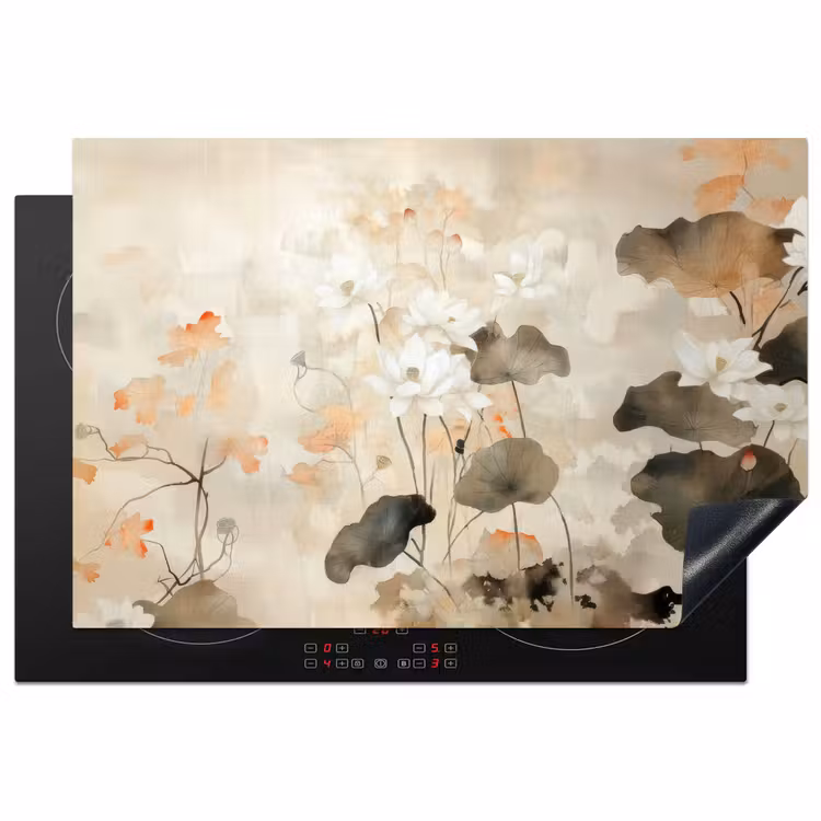 Bloemen - Japandi - Wabi sabi Inductie beschermer vinyl 3mm klein -3d
