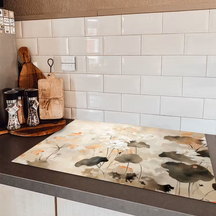 Bloemen - Japandi - Wabi sabi Inductie beschermer vinyl 3mm klein -sfeer3