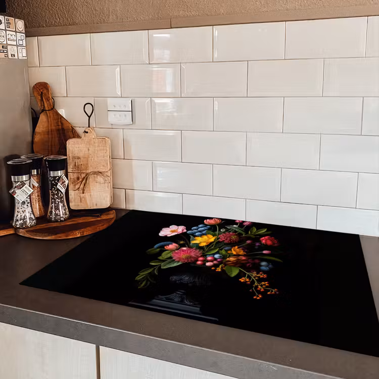 Bloemen - Vrolijk - Vaas Inductie beschermer vinyl 3mm klein -sfeer3