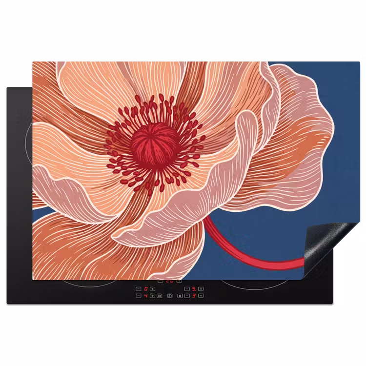 Induction Hob Cover - Flowers - Modern - Abstract - Bloemen - Modern - Abstract Inductie beschermer vinyl 3mm klein