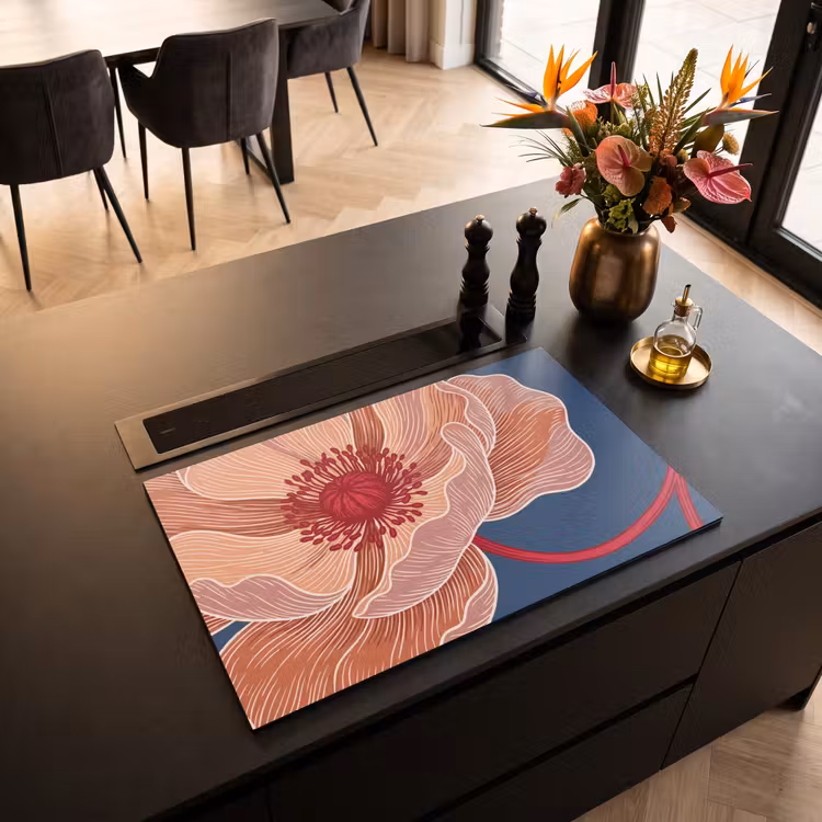 Induction Hob Cover - Flowers - Modern - Abstract - Bloemen - Modern - Abstract Inductie beschermer vinyl 3mm klein