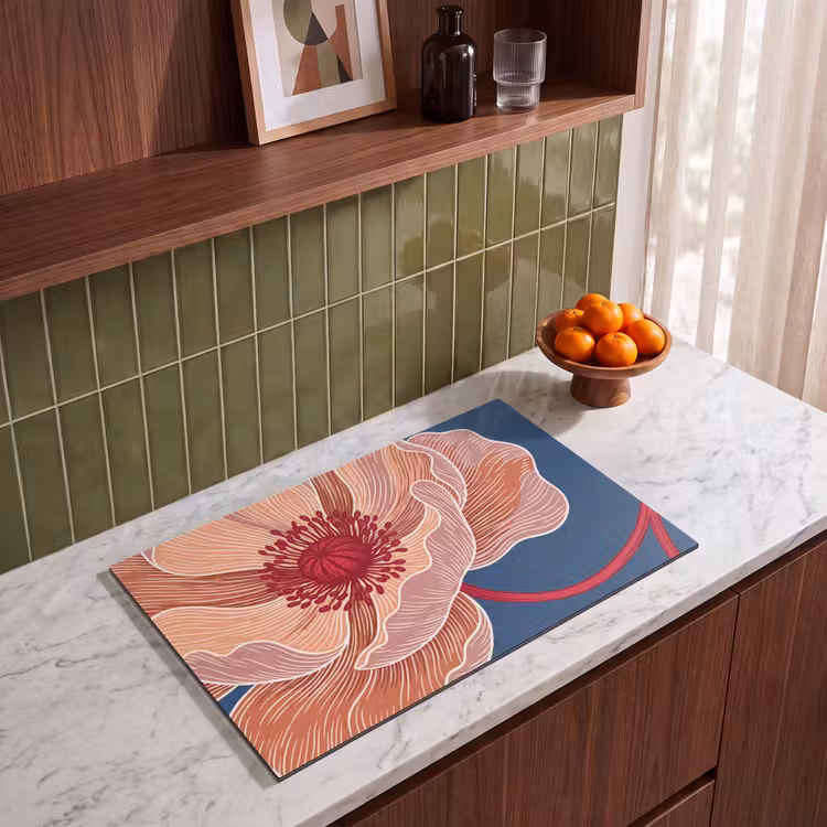 Induction Hob Cover - Flowers - Modern - Abstract - Bloemen - Modern - Abstract Inductie beschermer vinyl 3mm klein