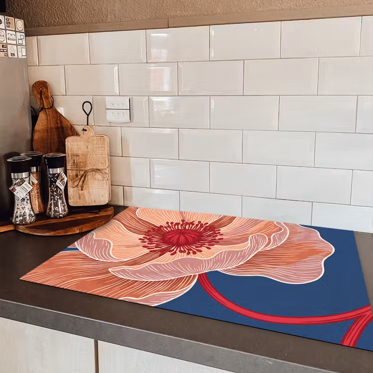 Induction Hob Cover - Flowers - Modern - Abstract - Bloemen - Modern - Abstract Inductie beschermer vinyl 3mm klein