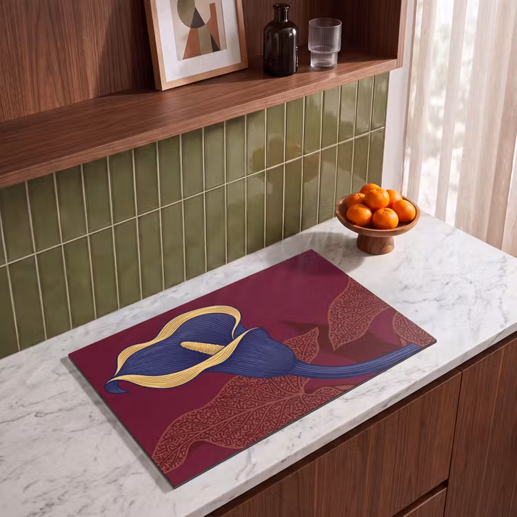 Induction Hob Cover - Flowers - Modern - Purple - Bloemen - Modern - Paars Inductie beschermer vinyl 3mm klein