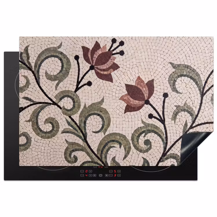 Bloemen - Mozaïek - Patroon - Abstract - Groen Inductie beschermer vinyl 3mm klein -3d