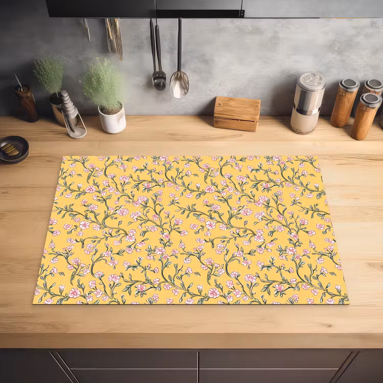Bloemen - Motief - Geel Inductie beschermer vinyl 3mm klein 276 -sfeer5
