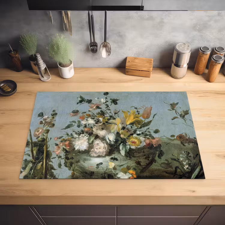 Bloemen - Oude Meesters - Olieverf Inductie beschermer vinyl 3mm klein -sfeer5