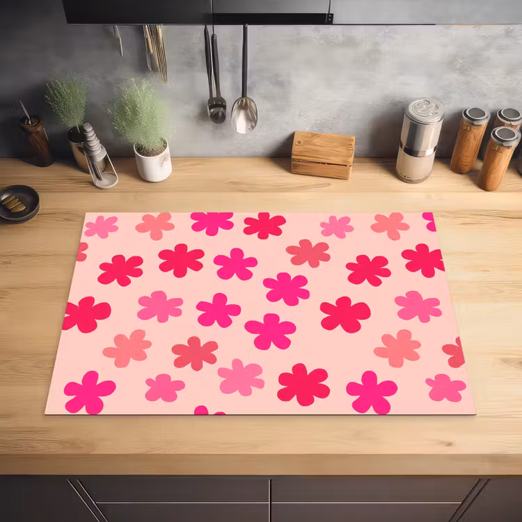 Bloemen - Patroon - Roze Inductie beschermer vinyl 3mm klein -sfeer5
