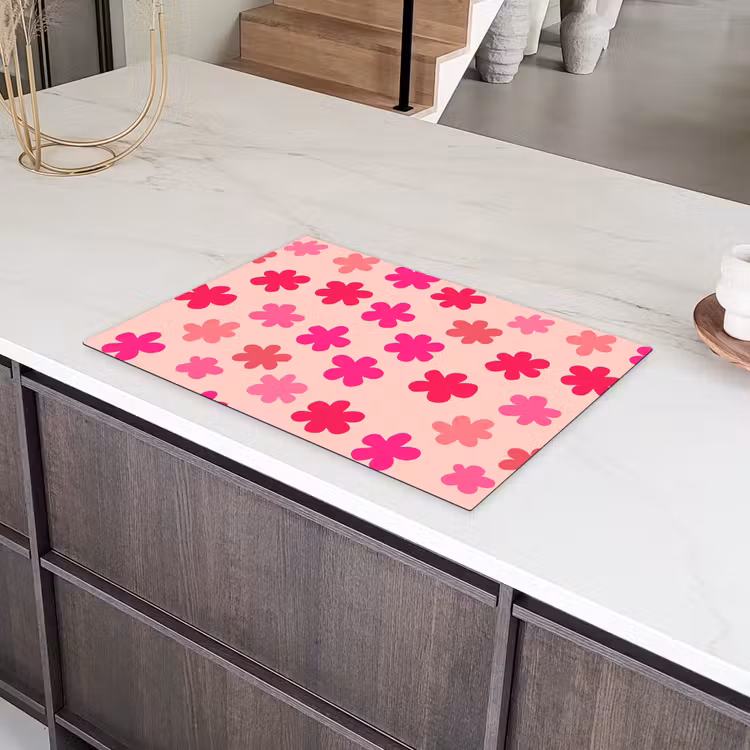 Bloemen - Patroon - Roze Inductie beschermer vinyl 3mm klein -sfeer8