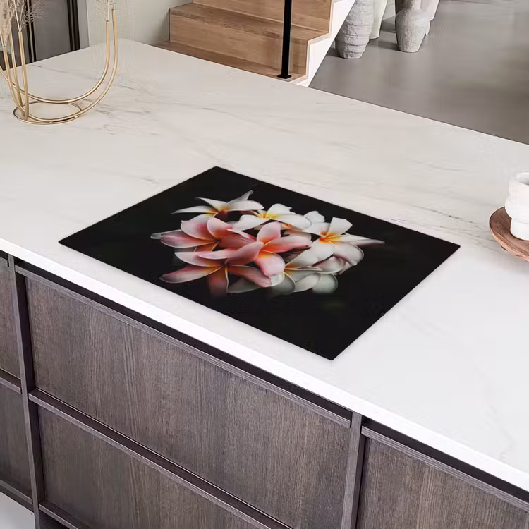 Bloemen - Roze - Zwart - Flora - Botanisch Inductie beschermer vinyl 3mm klein -sfeer8