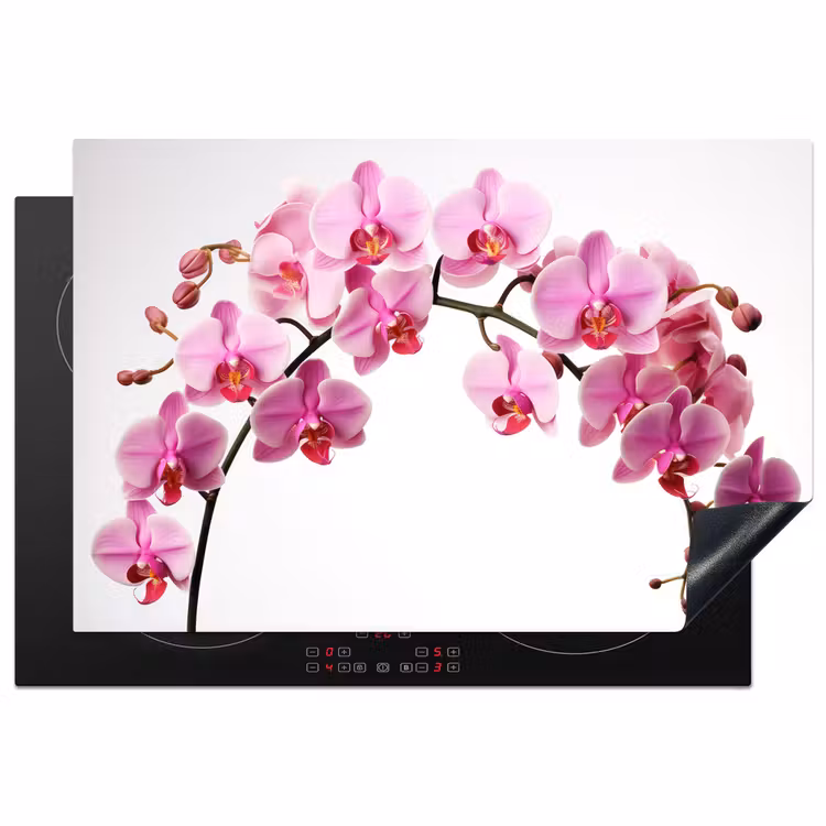 Bloemen - Roze - Tak - Wit Inductie beschermer vinyl 3mm klein -3d