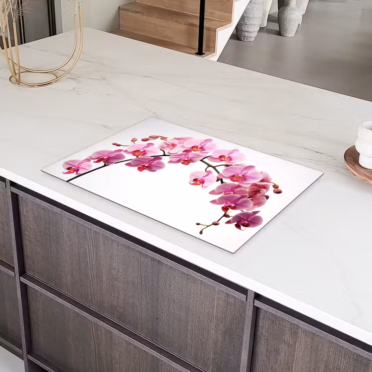 Bloemen - Roze - Tak - Wit Inductie beschermer vinyl 3mm klein -sfeer8