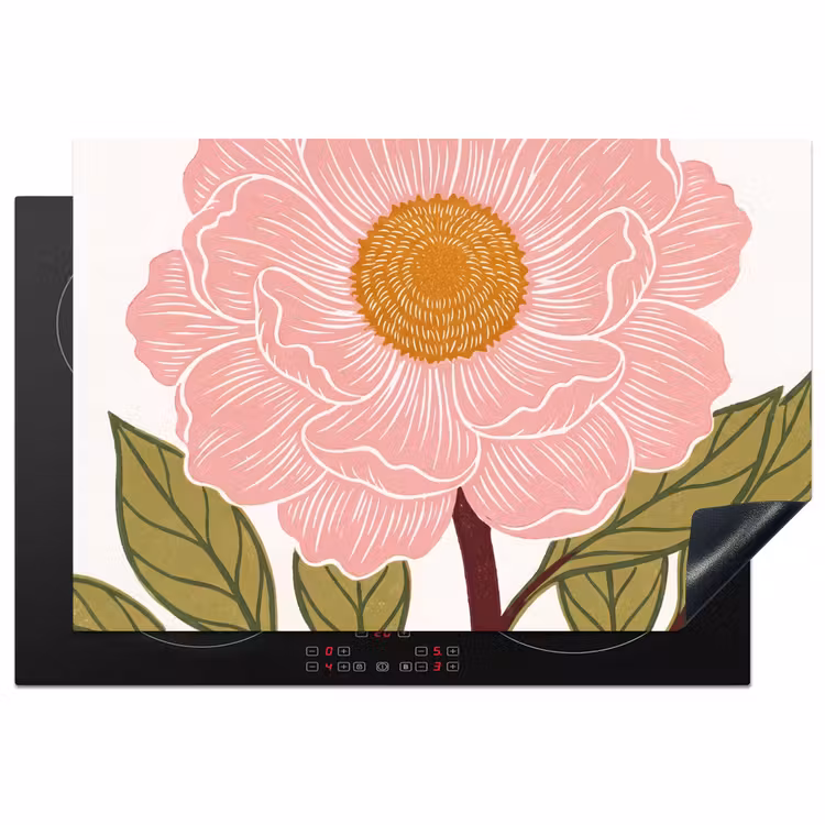 Induction Hob Cover - Flowers - Pink - Illustration - Bloemen - Roze - Illustratie Inductie beschermer vinyl 3mm klein