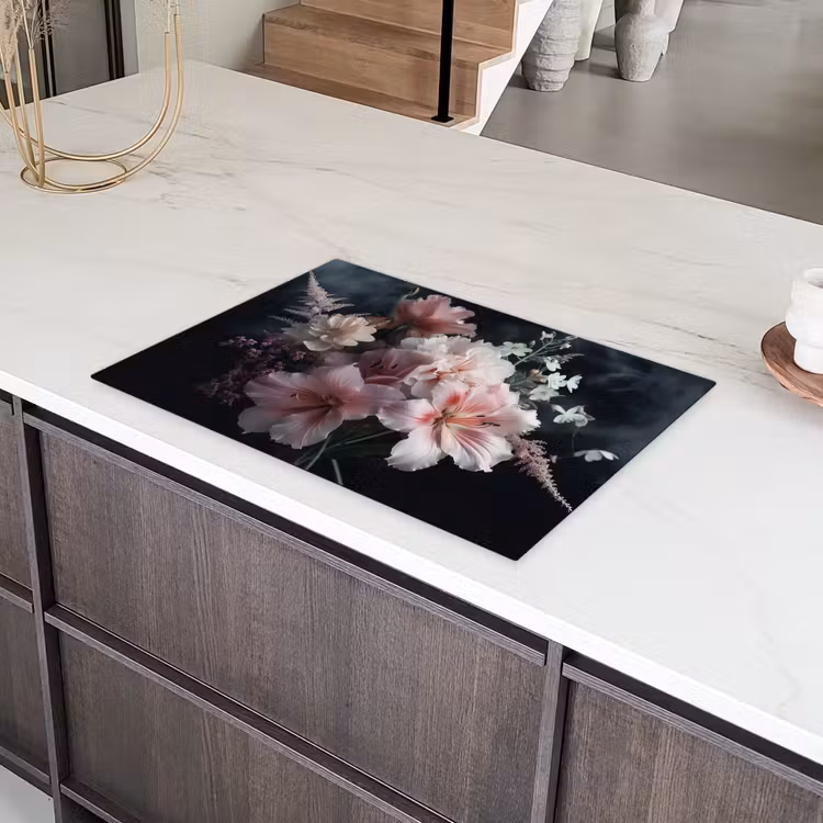 Bloemen - Roze - Damp - Planten Inductie beschermer vinyl 3mm klein -sfeer8