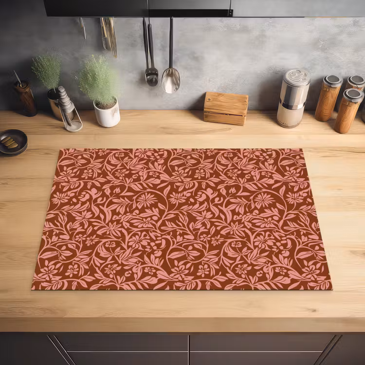 Bloemen - Print - Roze Inductie beschermer vinyl 3mm klein 276 -sfeer5