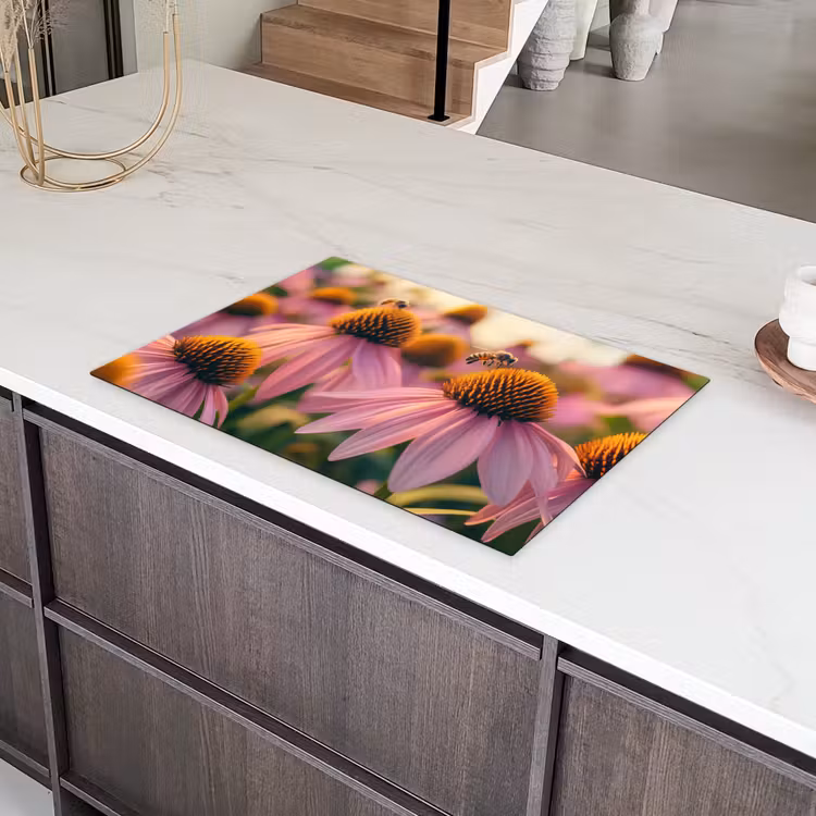 Bloemen - Paars - Bijen Inductie beschermer vinyl 3mm klein -sfeer8