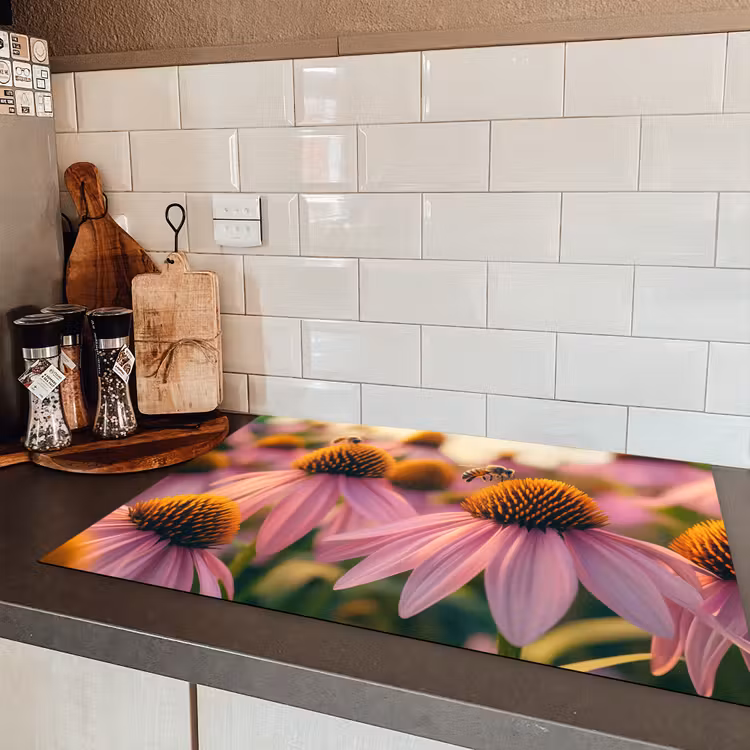 Bloemen - Paars - Bijen Inductie beschermer vinyl 3mm klein -sfeer3
