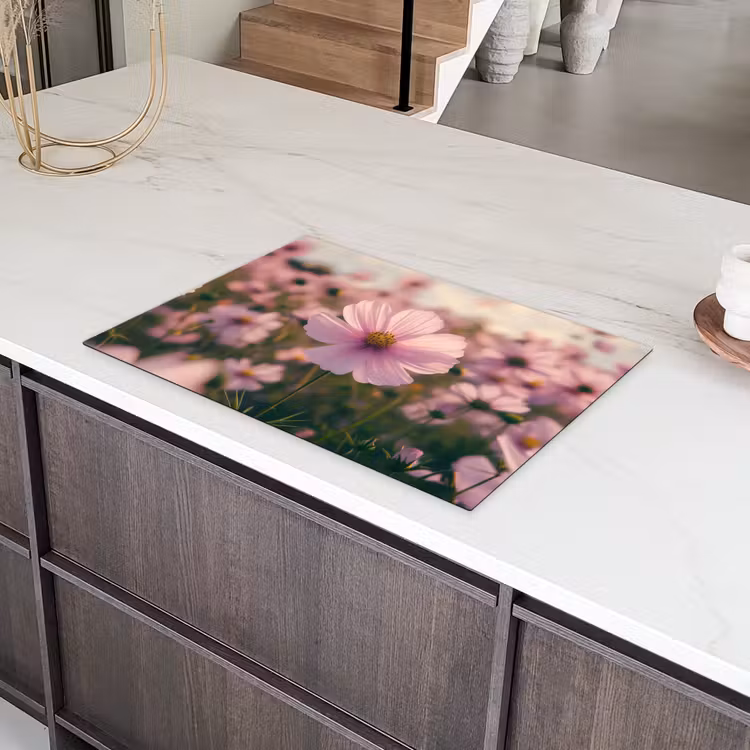 Bloemen - Paars - Wazig Inductie beschermer vinyl 3mm klein -sfeer8