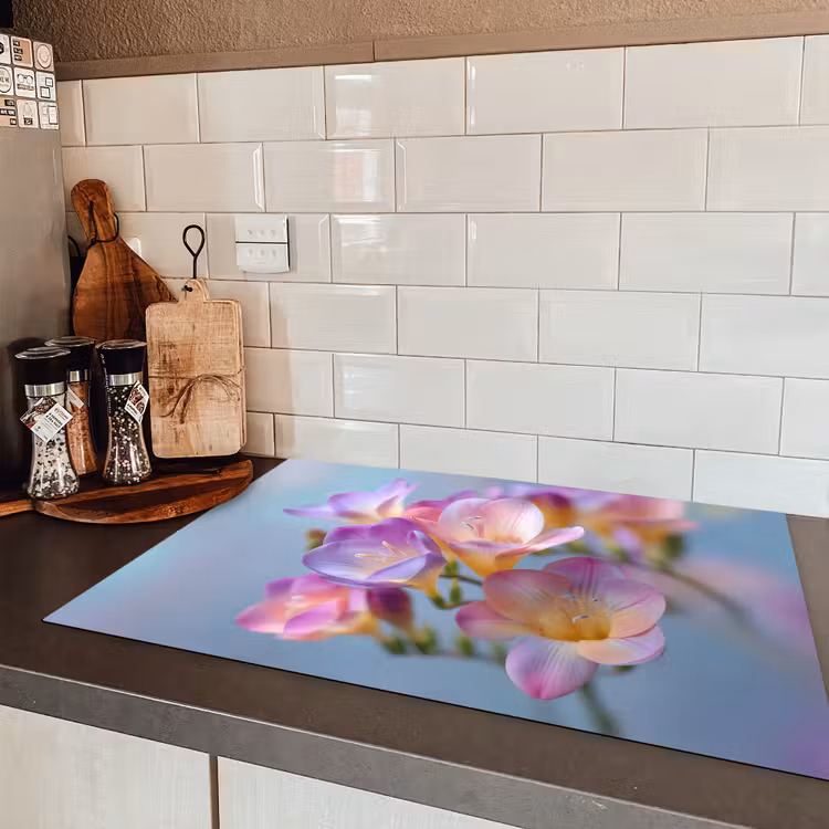 Bloemen - Paars - Overloop - Meeldraden Inductie beschermer vinyl 3mm klein -sfeer3