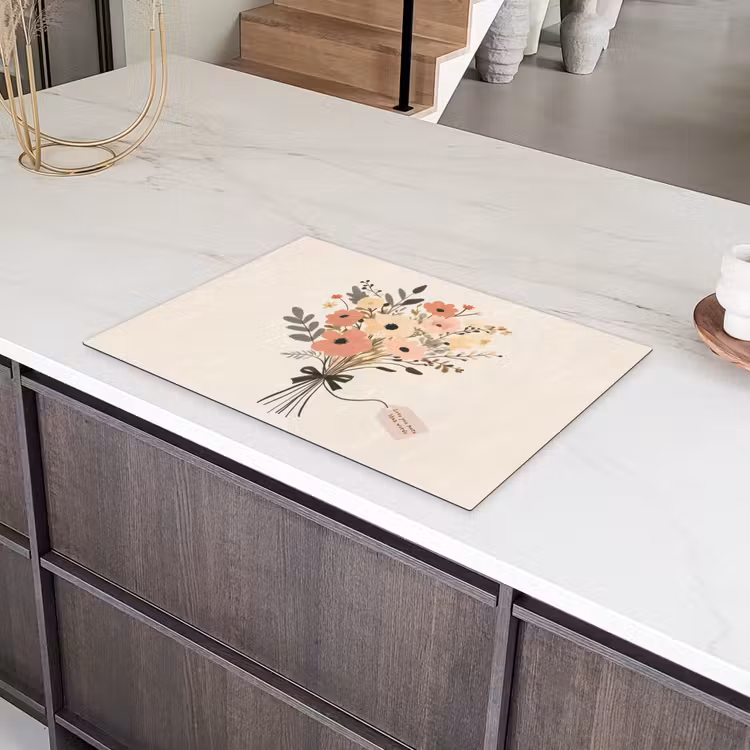Bloemen - Quote - Beige - Lint Inductie beschermer vinyl 3mm klein -sfeer8