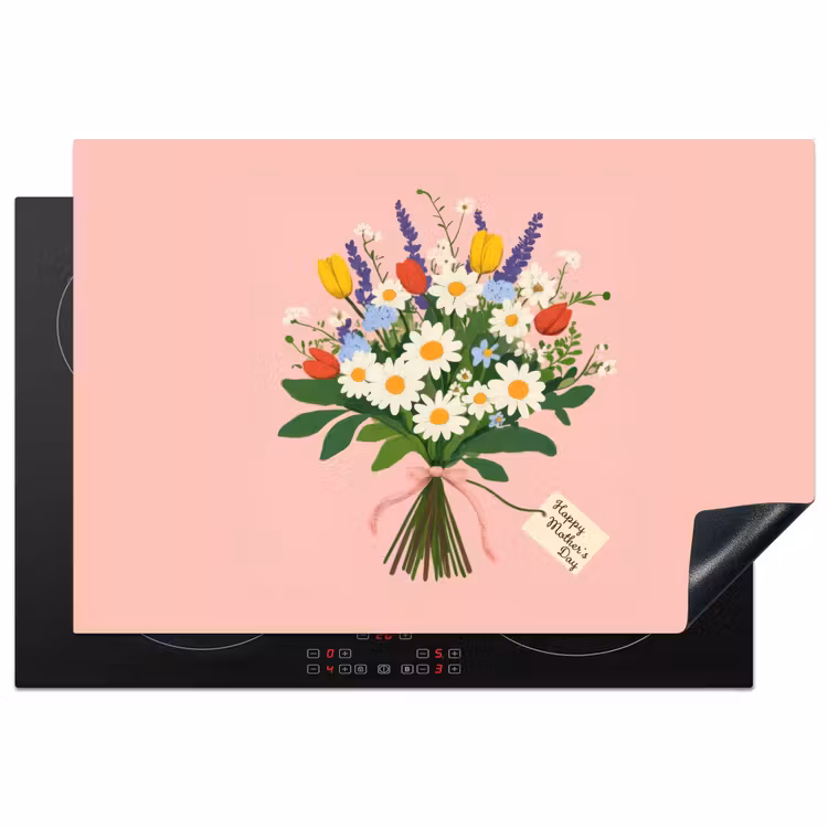Bloemen - Lint - Kaartje Inductie beschermer vinyl 3mm klein -3d