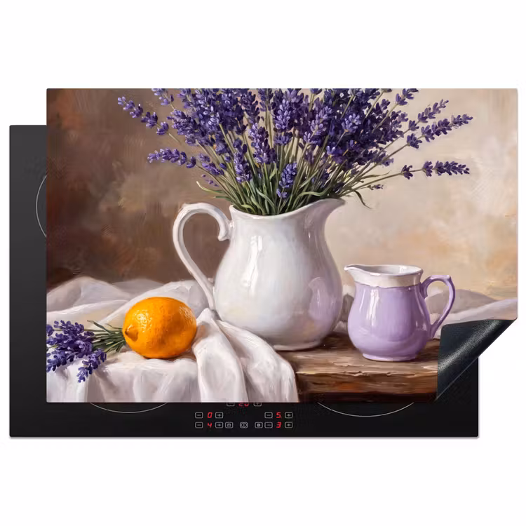 Induction Hob Cover - Flowers - Still Life - Purple - Bloemen - Stilleven - Paars Inductie beschermer vinyl 3mm klein