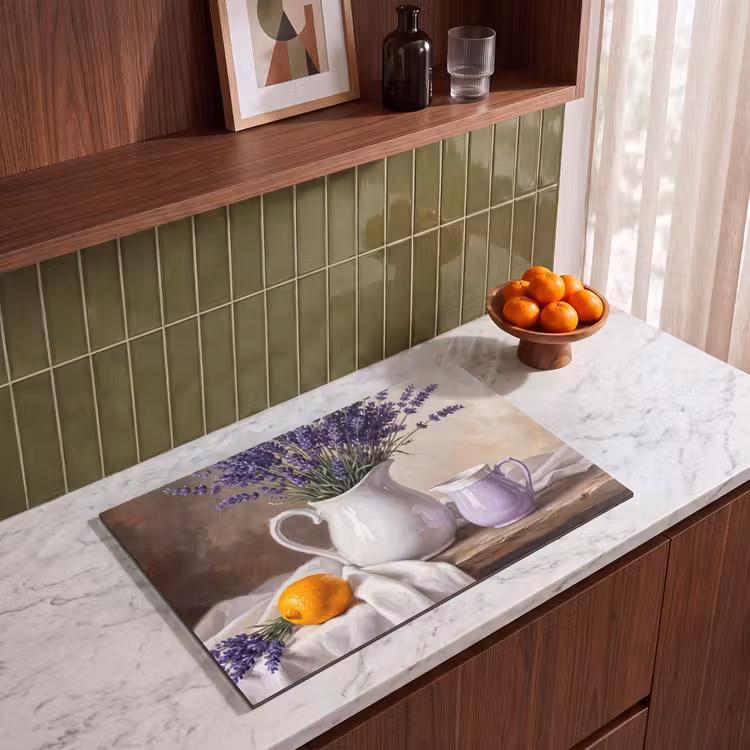 Induction Hob Cover - Flowers - Still Life - Purple - Bloemen - Stilleven - Paars Inductie beschermer vinyl 3mm klein