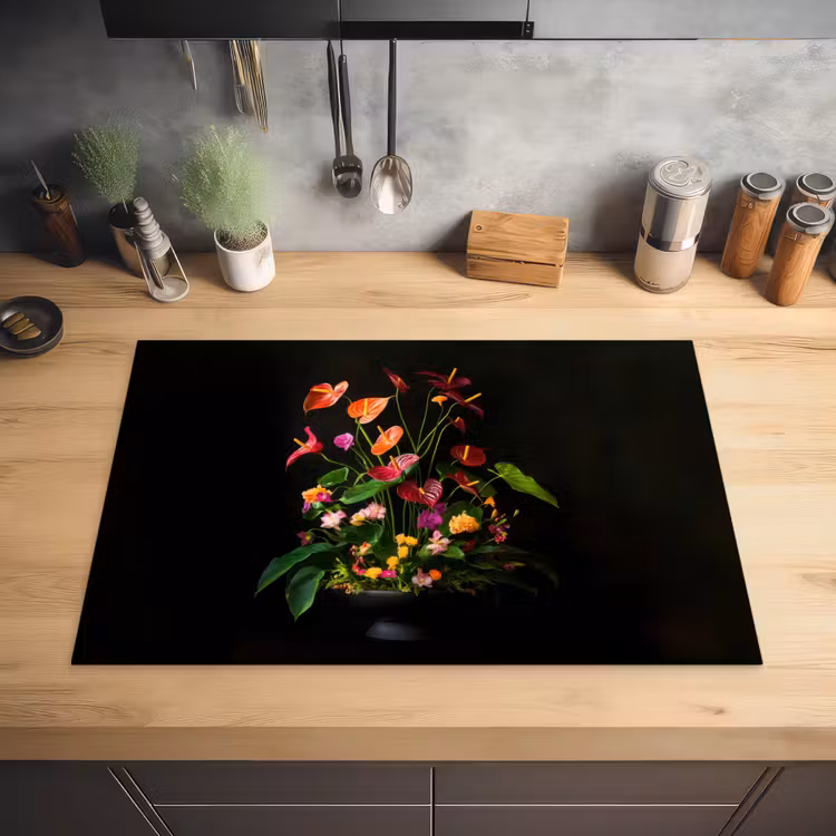 Bloemen - Vaas - Kleurrijk Inductie beschermer vinyl 3mm klein -sfeer5