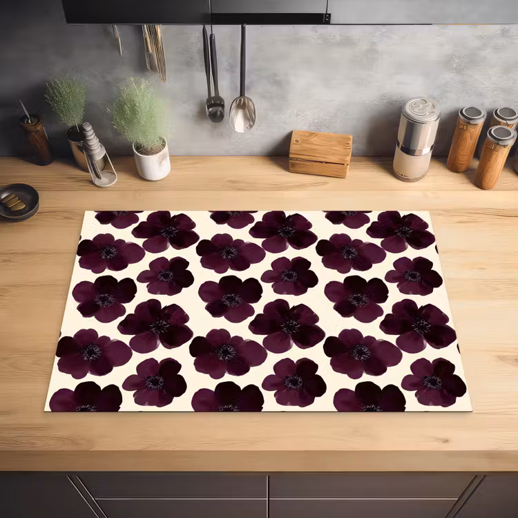 Bloemen - Aquarel - Paars Inductie beschermer vinyl 3mm klein 276 -sfeer5