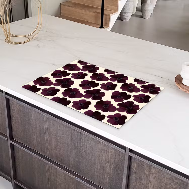 Bloemen - Aquarel - Paars Inductie beschermer vinyl 3mm klein 276 -sfeer8