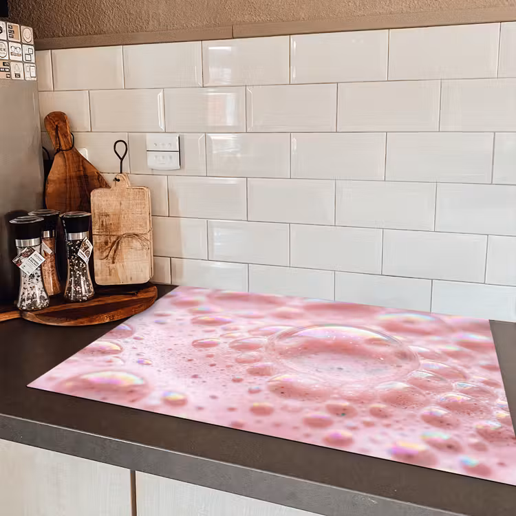 Schuim - Structuur - Roze Inductie beschermer vinyl 3mm klein -sfeer3