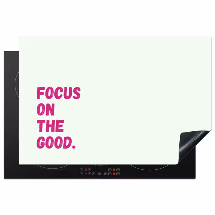 Focus on the good - Beige - Roze Inductie beschermer vinyl 3mm klein -3d