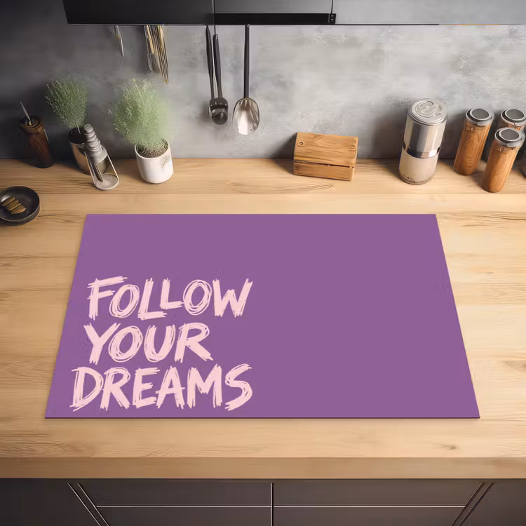 Follow your dreams - Paars - Penseeltextuur Inductie beschermer vinyl 3mm klein -sfeer5