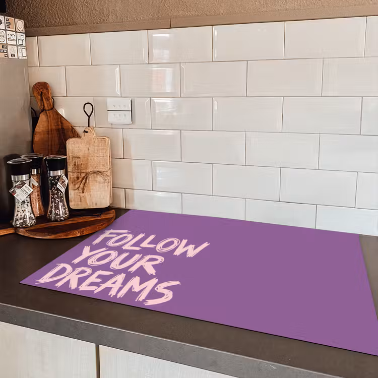 Follow your dreams - Paars - Penseeltextuur Inductie beschermer vinyl 3mm klein -sfeer3