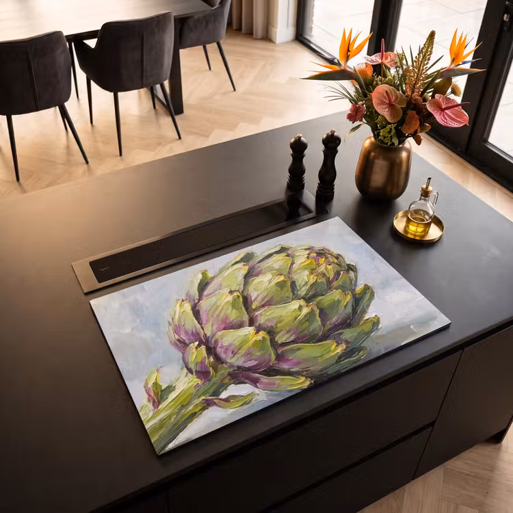 Induction Hob Cover - Food - Artichoke - Modern - Eten - Artisjok - Modern Inductie beschermer vinyl 3mm klein